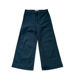 Madewell The Emmett Wide Leg Cropped Pants Black Size 27 Utility Style